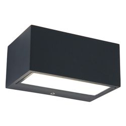 LUTEC GEMINI SQUARE SMALL BUITEN WANDLAMP LED UP & DOWN DONKERGRIJS