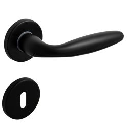 LUXMA DEURKLINK GOKSU MAT ZWART ROSAS VOOR CILINDER  - set