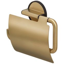 TIGER TUNE TOILETROLHOUDER MET KLEP MESSING GEBORSTELD / ZWART