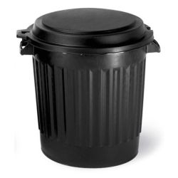 VUILNISBAK 80L ZWART PLAT DEKSEL