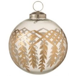 J-LINE KERSTBAL CHLOE GLAS TRANSPARANT/GOUD SMALL(12X12X12CM)
