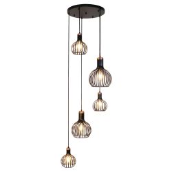 FANTASIA RAGA PENDEL 5XE27 ZWART+KOPER