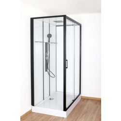 FRAN DOUCHECABINE THERMOSTATISCH RECHTS 115X85X220CM ZWART/WIT