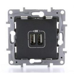 LEGRAND NILOÉ DUBBELE USB-LADER ANTRACIET