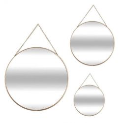 ATMOSPHERA HANGSPIEGEL METAAL ROND GOUD 3ST