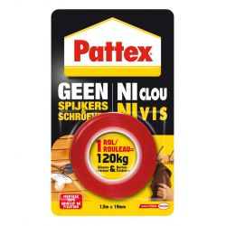 PATTEX MONTAGETAPE GEEN SPIJKERS EN SCHROEVEN 120KG