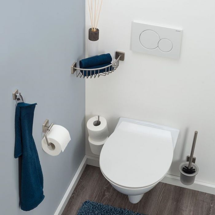 Tiger - Tiger Urban Ensemble d'accessoires de toilettes - Brosse WC avec  support - Porte-rouleau papier toilette avec rabat - Crochet  porte-serviette - Noir
