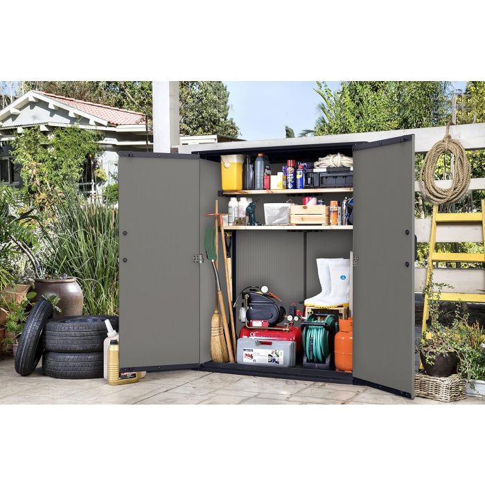 Keter Titan Hoge Kast - 4 Planken - 80x44x182 cm - zwart/grijs | Leen
