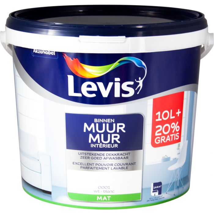 nederlaag bodem Il LEVIS MUURVERF WIT MAT 12 L online kopen? | Cevo.be