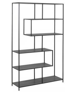 SEAFORD BIBLIOTHEQUE 4 ETAGERES NOIR MELAMINE 114X35X185 CM