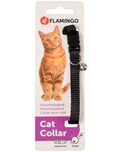 FLAMINGO ASP KATTENHALSBAND MET BEL ZWART 30CM