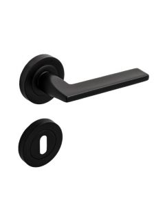 DEURKLINK LUNA MAT ZWART ROSAS SLEUTEL - set