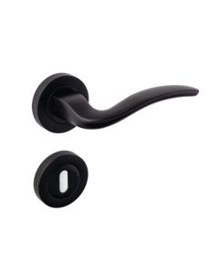 DEURKLINK TRIM MAT ZWART + rosas - SET