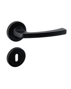 DEURKLINK PUNTO MAT ZWART + rosas - SET