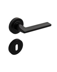 DEURKLINK LUNA MAT ZWART + rosas - SET