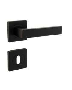 DEURKLINK VICTORIA MAT ZWART + rosas - SET