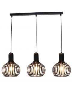 FANTASIA RAGA PENDEL 3XE27 ZWART+KOPER BALK