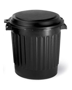 VUILNISBAK 80L ZWART PLAT DEKSEL