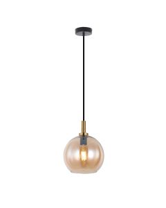 FANTASIA OSIRA HANGLAMP E27 ZWART/GOUD AMBER GLAS 20CM