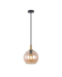 FANTASIA OSIRA HANGLAMP E27 ZWART/GOUD AMBER GLAS 250MM