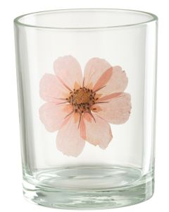 J-LINE PHOTOPHORE FLEUR ROSE 10CM