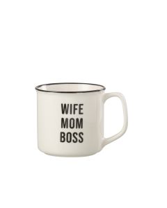 J-LINE TASSE WIFE-MOM -BOSS BLANC/NOIR