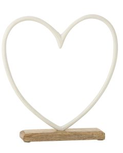 J-LINE COEUR SUR BASE ALUMINIUM BLANC L 5CM