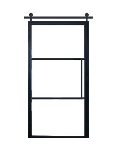 SOLID FERRO COSMOS ALUMINIUM SCHUIFDEUR 3 GLASVERDELING 93X211.5CM incl TREKKER+RAIL+SCHUIFROLLERS