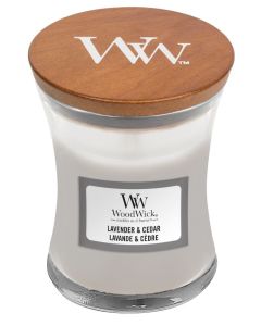 WOODWICK GEURKAARS LAVENDER & CEDAR MINI CANDLE