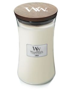 WOODWICK GEURKAARS LINEN LARGE CANDLE