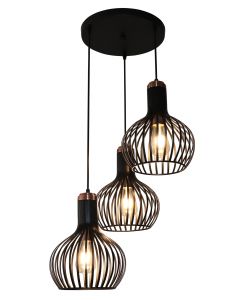 FANTASIA RAGA PENDEL 3XE27 ZWART+KOPER