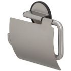 TIGER TUNE PORTE-ROULEAU PAPIER TOILETTE AVEC RABAT ACIER INOXYDABLE BROSSÉ / NOIR