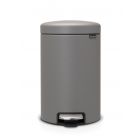 BRABANTIA NEWICON POUBELLE A PEDALE 12L MINERAL CONCRETE GREY