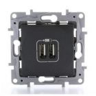 PRISE NILOÉ AVEC 2 CHARGEURS USB ANTHRACITE