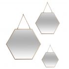 ATMOSPHERA SET DE 3 MIROIRS HEXAGONE DORÉS