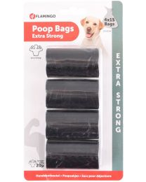 FLAMINGO SACS POUR DEJECTIONS NOIR EXTRA FORT 4X15PCS