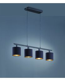 TRIO HANGLAMP TOMMY REALITY MAT ZWART 4XE14 excl